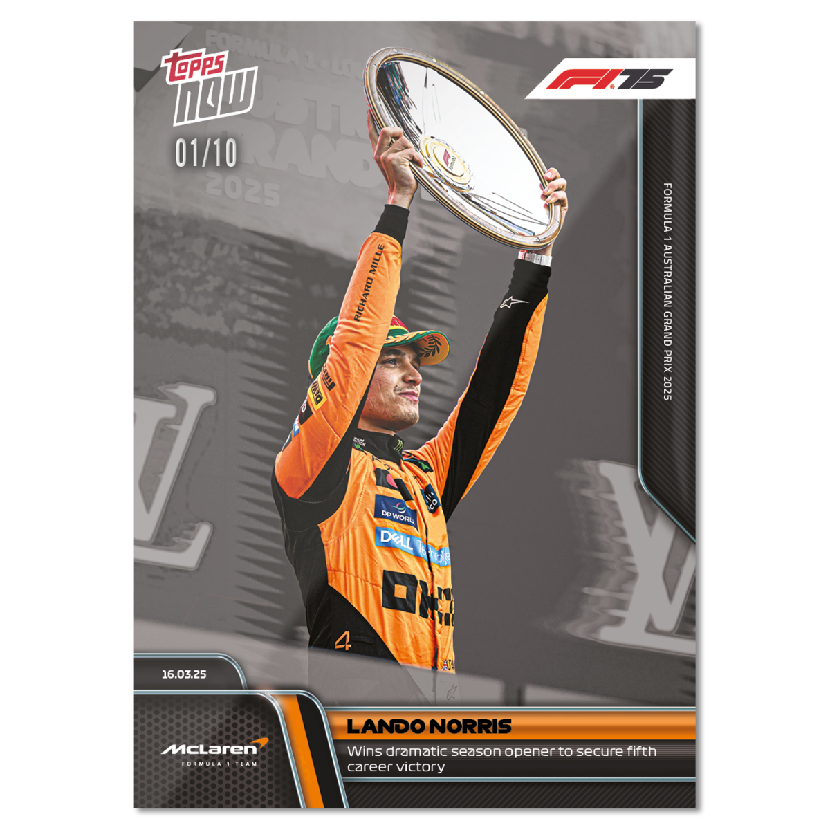 Lando Norris - 2025 Formula 1 Topps NOW Card 13 - LOOK FOR AUTOS - PR: 4192 - Image 6
