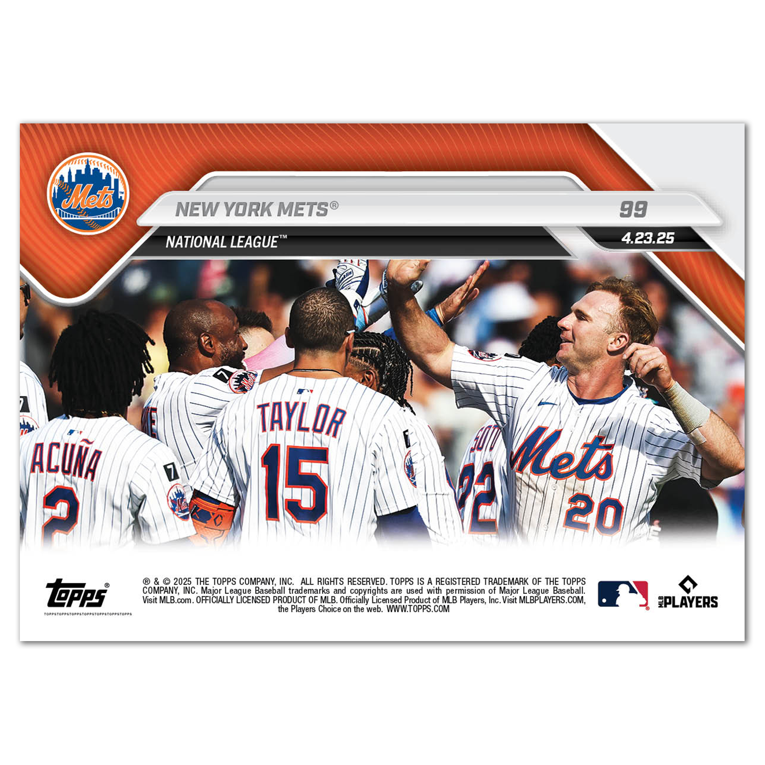 New York Mets - 2025 MLB Topps NOW - Card 99 - PR: 736 - Image 2