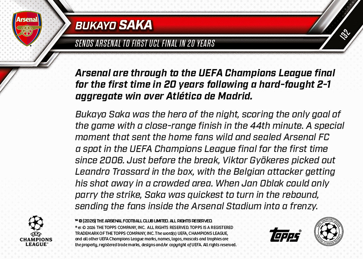 Bukayo Saka - 2025-26 UCL Topps NOW - Card 132 - PR: 3744 - Image 8
