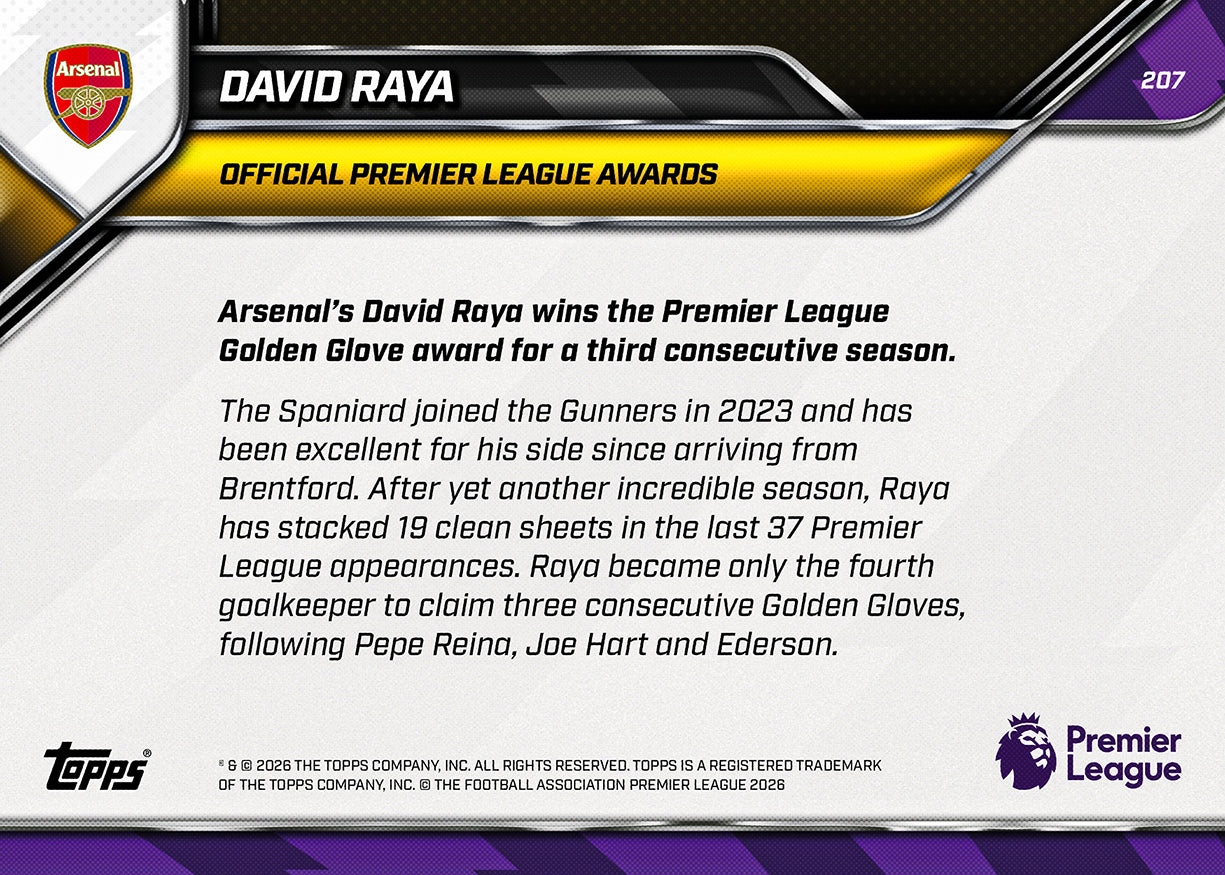 David Raya - 2025-26 Premier League Topps NOW - Card 207 - PR: 1324 - Image 8