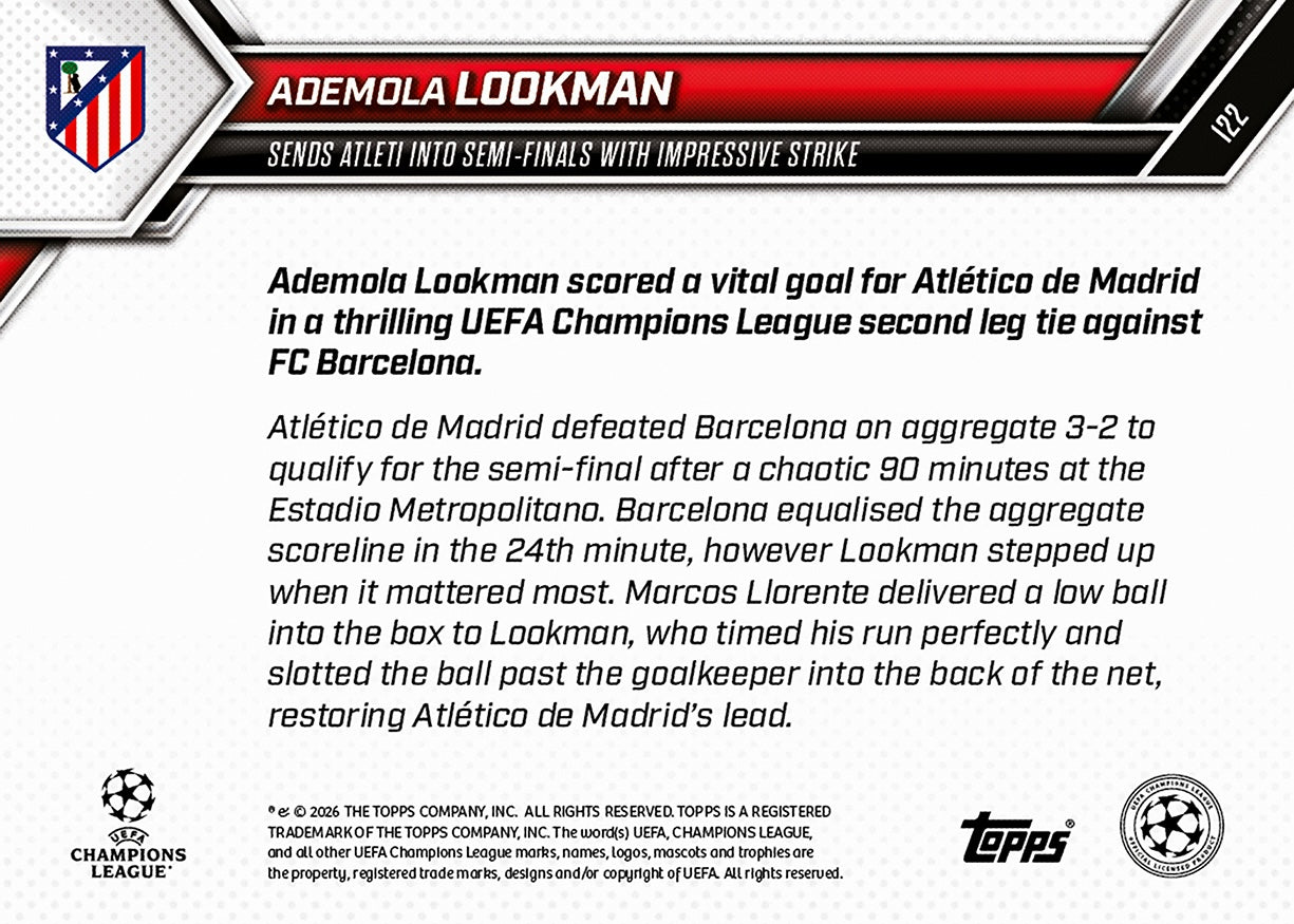 Ademola Lookman - 2025-26 UCL Topps NOW - Card 122 - PR: 386 - Image 7