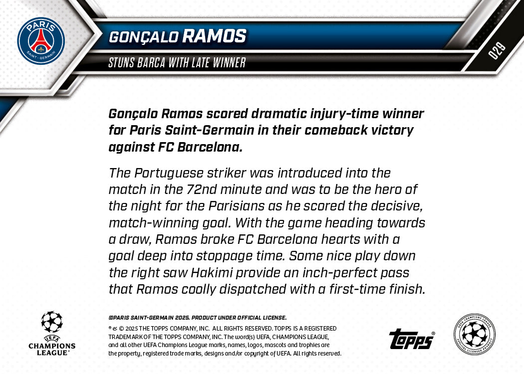 Gonçalo Ramos - 2025-26 UCL Topps NOW - Card 29 - Image 7