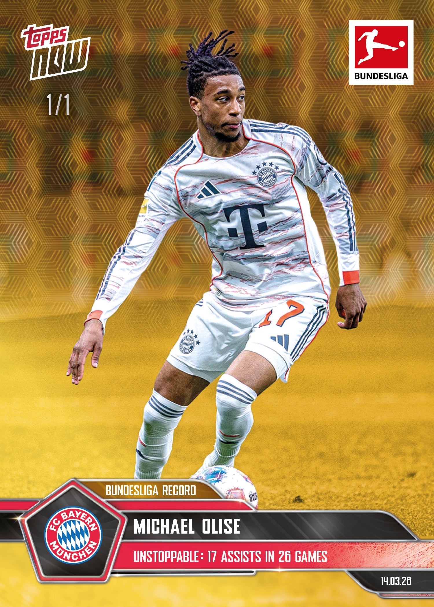 Michael Olise - 2025-26 Bundesliga Topps NOW - Card 147 - PR:740 - Image 2