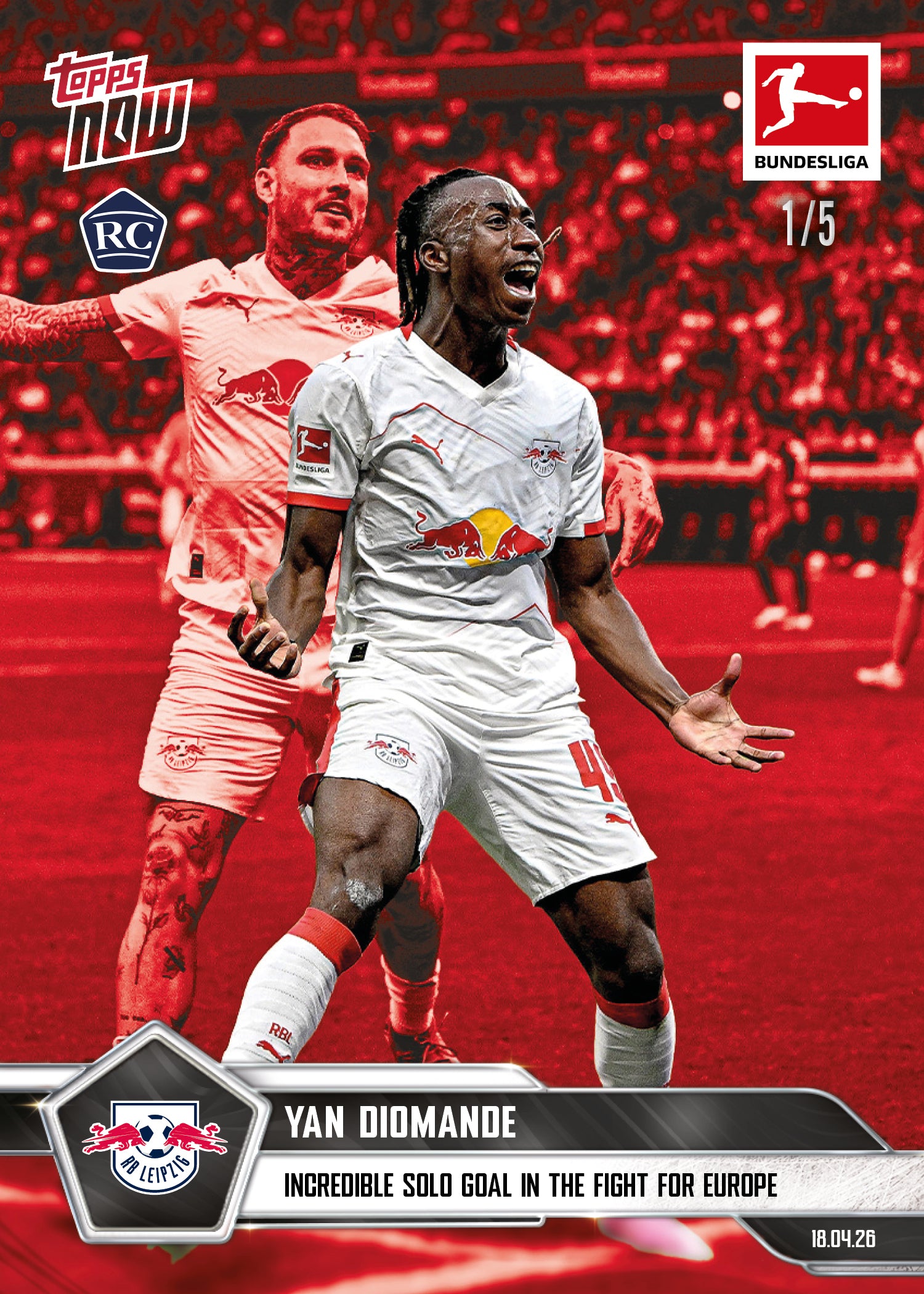Yan Diomande - 2025-26 Bundesliga Topps NOW - Card 174 - PR: 2058 - Image 3