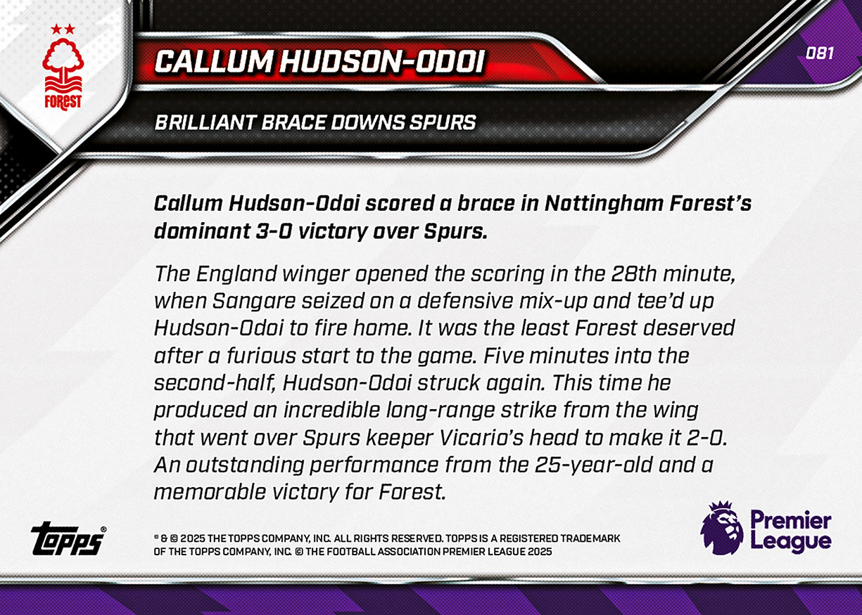 Callum Hudson-Odoi - 2025-26 Premier League Topps NOW - Card 81 - PR: 150 - Image 7