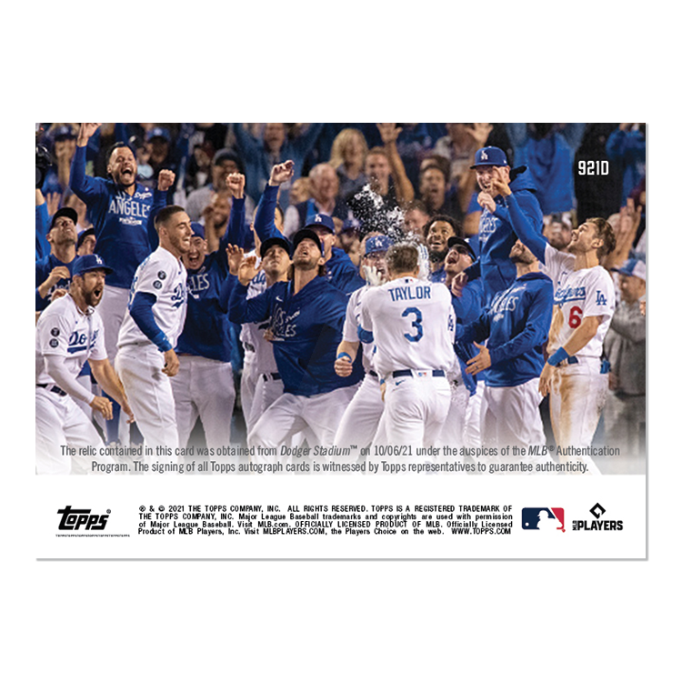 On-Card Auto-Relic # to 10 - Chris Taylor - 2021 MLB TOPPS NOW Card 921D - Image 2