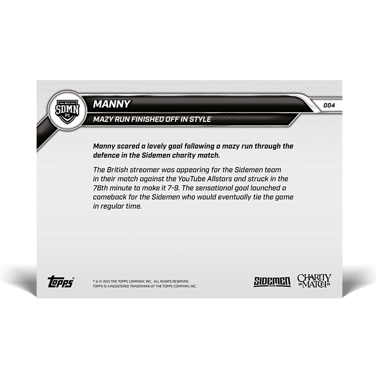 Manny - 2025 Sidemen Charity Match Topps NOW Card 4 - PR: 73 - Image 7