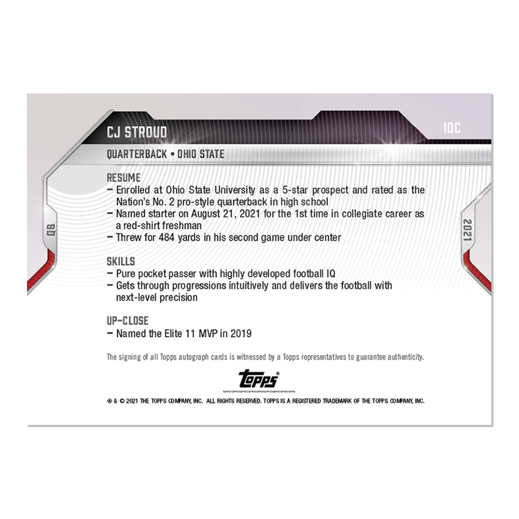On-Card Auto # to 25 - CJ Stroud - 2021 Bowman NEXT TOPPS NOW Football Card 10C - Image 2