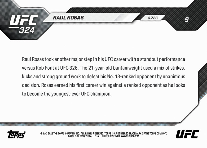 Raul Rosas - 2026 UFC Topps NOW - Card 9 - PR: 671 - Image 4