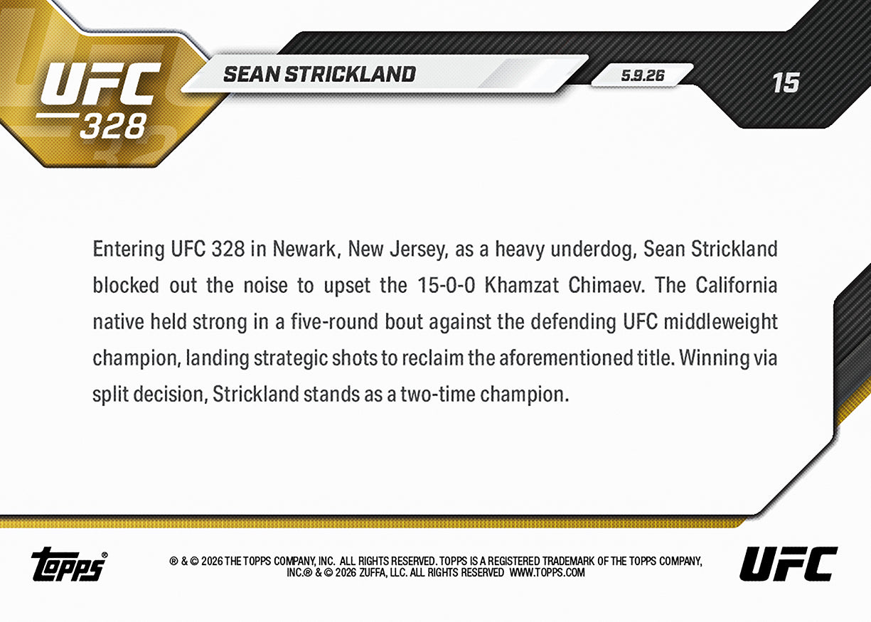 Sean Strickland - 2026 UFC Topps NOW - Card 15 - PR: 4112 - Image 4