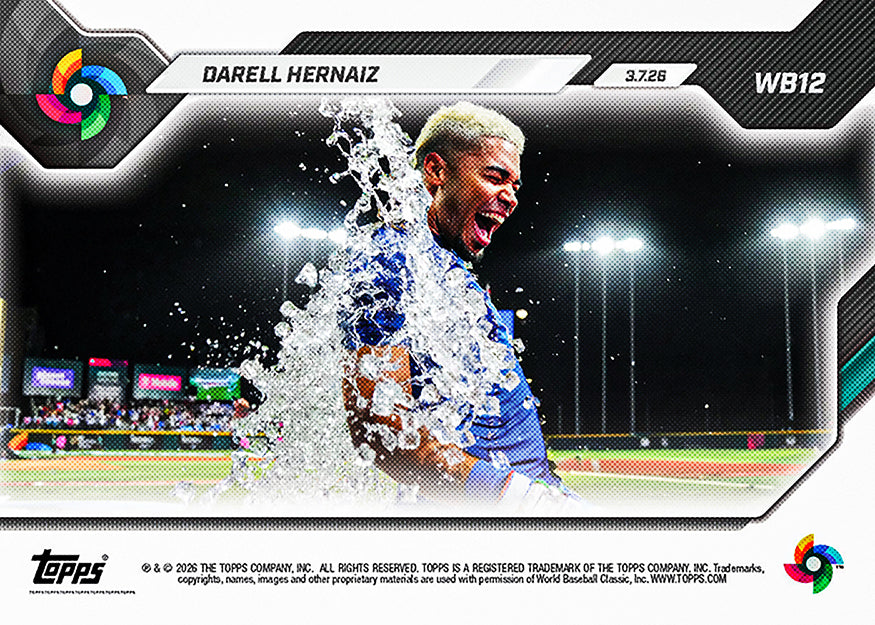 Darell Hernaiz - 2026 World Baseball Classic Topps NOW - Card 12 - PR: 1357 - Image 2