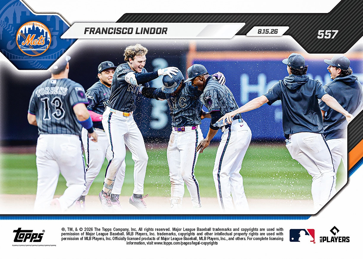Francisco Lindor - 2026 MLB Topps NOW - Card 557 - PR: 1089 - Image 2