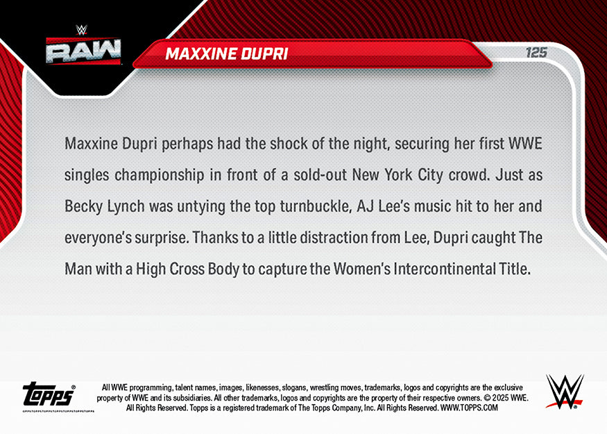 Maxxine Dupri - 2025 WWE Topps NOW - Card 125 - PR: 1993 - Image 3