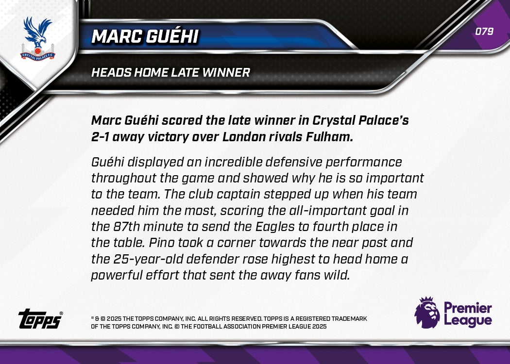 Marc Guéhi - 2025-26 Premier League Topps NOW - Card 79 - PR: 144 - Image 7