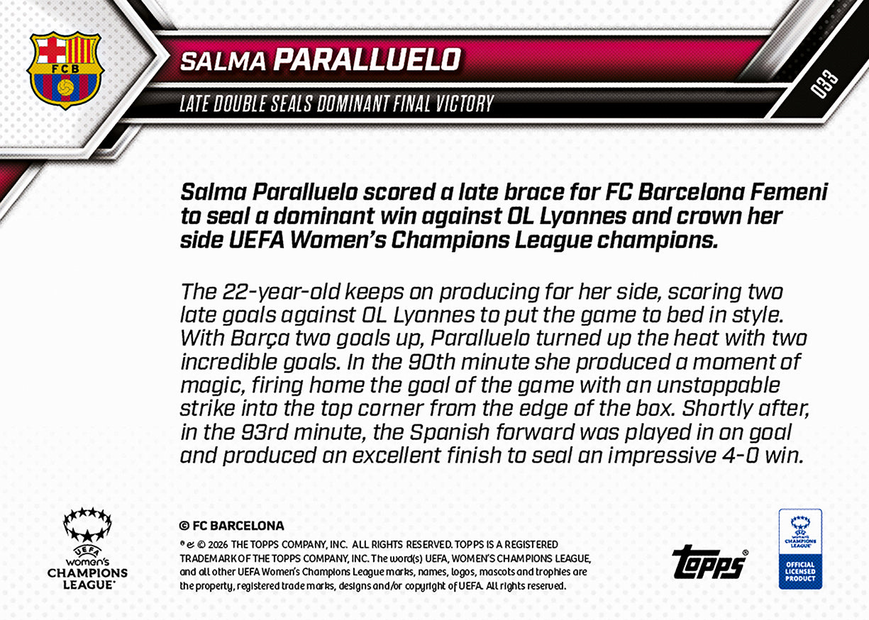 Salma Paralluelo - 2025-26 UWCL Topps NOW - Card 33 - PR: 507 - Image 9