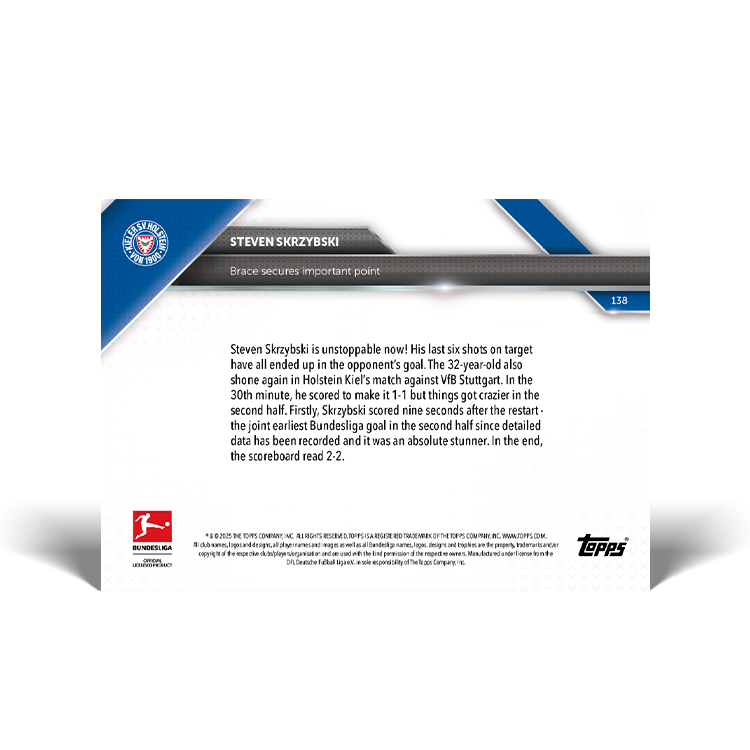 Alternative view of Steven Skrzybski - 2024-25 Bundesliga Topps NOW Card 138 - PR: 63