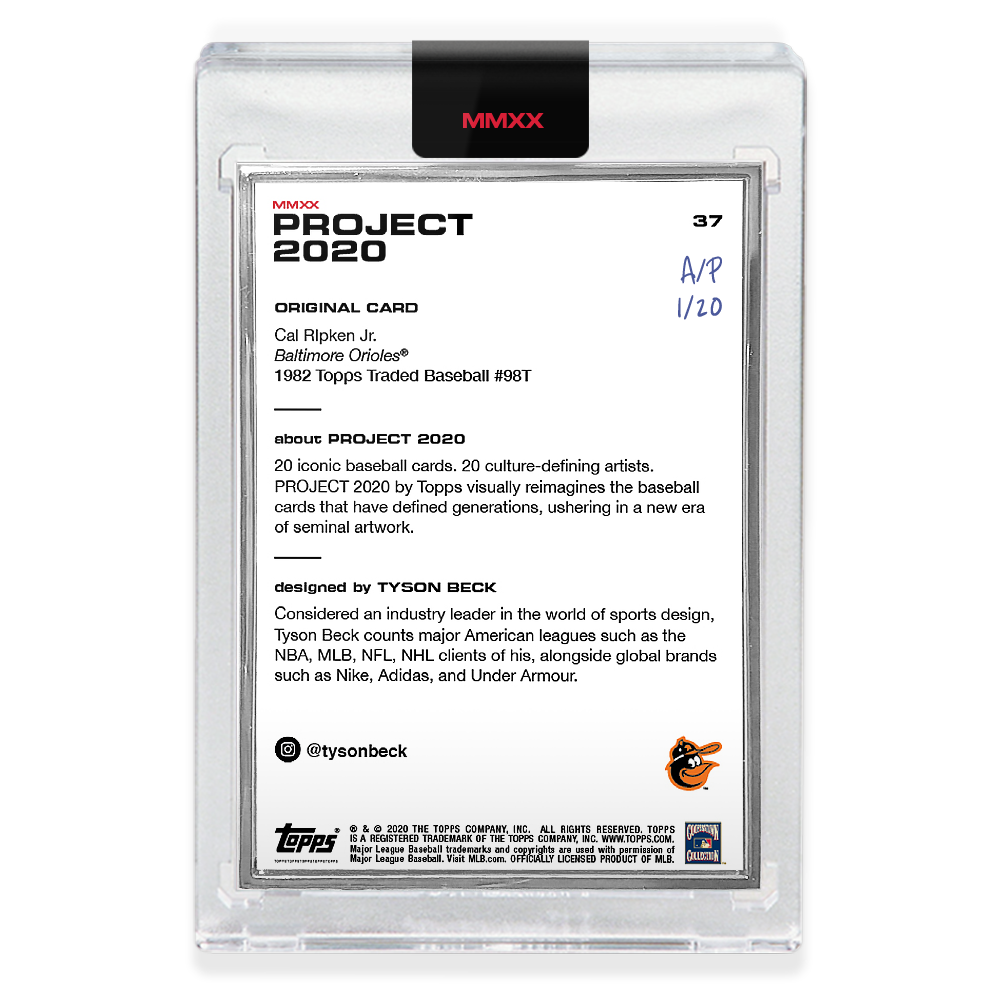 Alternative view of Topps PROJECT 2020 Card 37 - 1982 Cal Ripken Jr. - Tyson Beck - Artist Proof # to 20