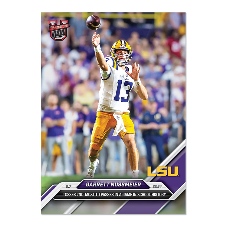 Garrett Nussmeier - 2024 Bowman U NOW Football Card 11 - PR: 608