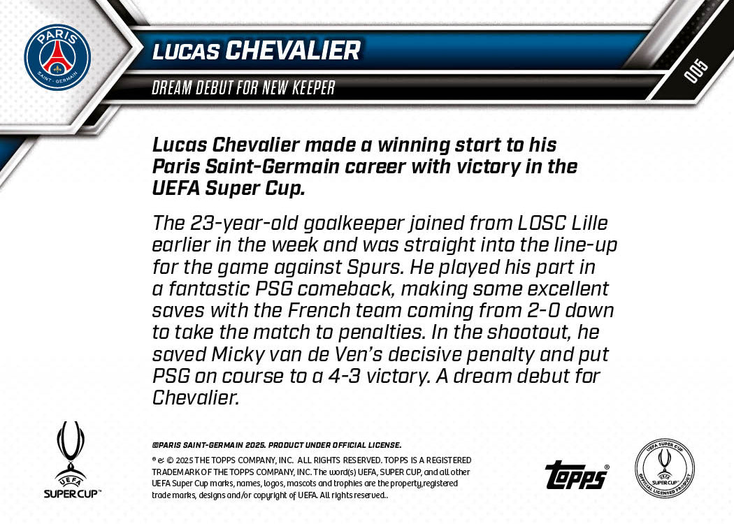 Lucas Chevalier - 2025-26 UCL Topps NOW Card 5 - PR: 261 - Image 7