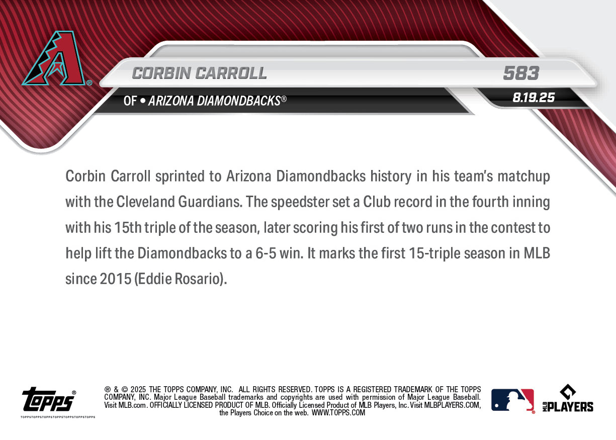 Corbin Carroll - 2025 MLB Topps NOW - Card 583 - PR: 818 - Image 2