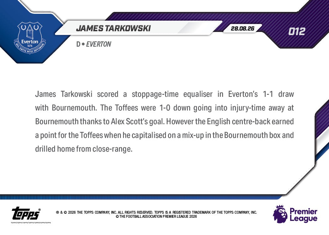 James Tarkowski - 2026-27 Premier League Topps NOW - Card 12 - Image 6