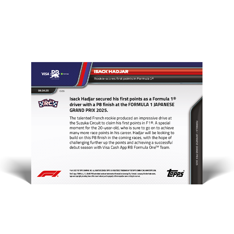 Isack Hadjar - 2025 Formula 1 Topps NOW Card 26 - PR: 681 - Image 3