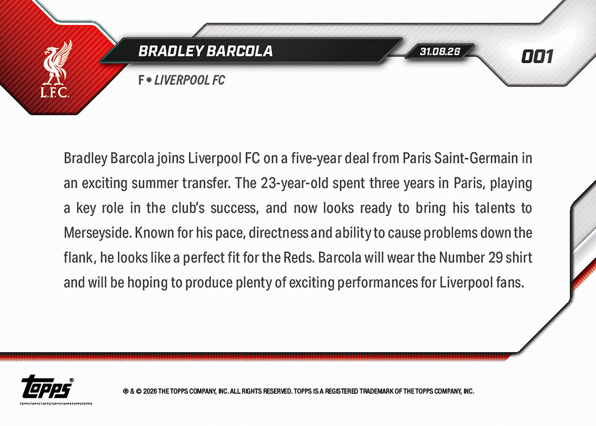 Bradley Barcola - 2026-27 Liverpool FC Topps NOW - Card 1 - Image 6