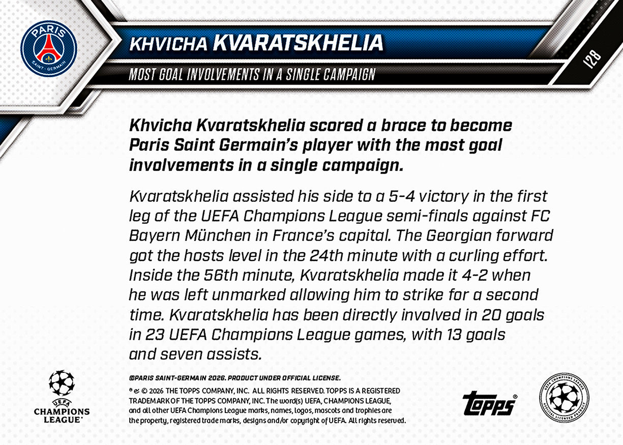 Khvicha Kvaratskhelia - 2025-26 UCL Topps NOW - Card 128 - PR: 1308 - Image 7