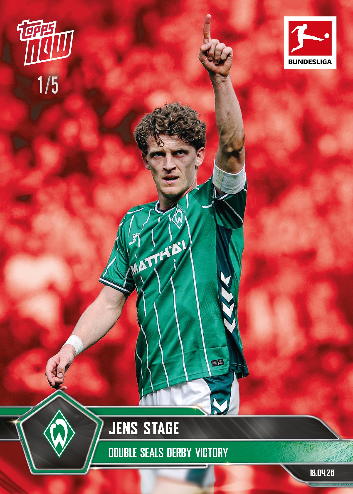 Jens Stage - 2025-26 Bundesliga Topps NOW - Card 173 - PR: 406 - Image 3