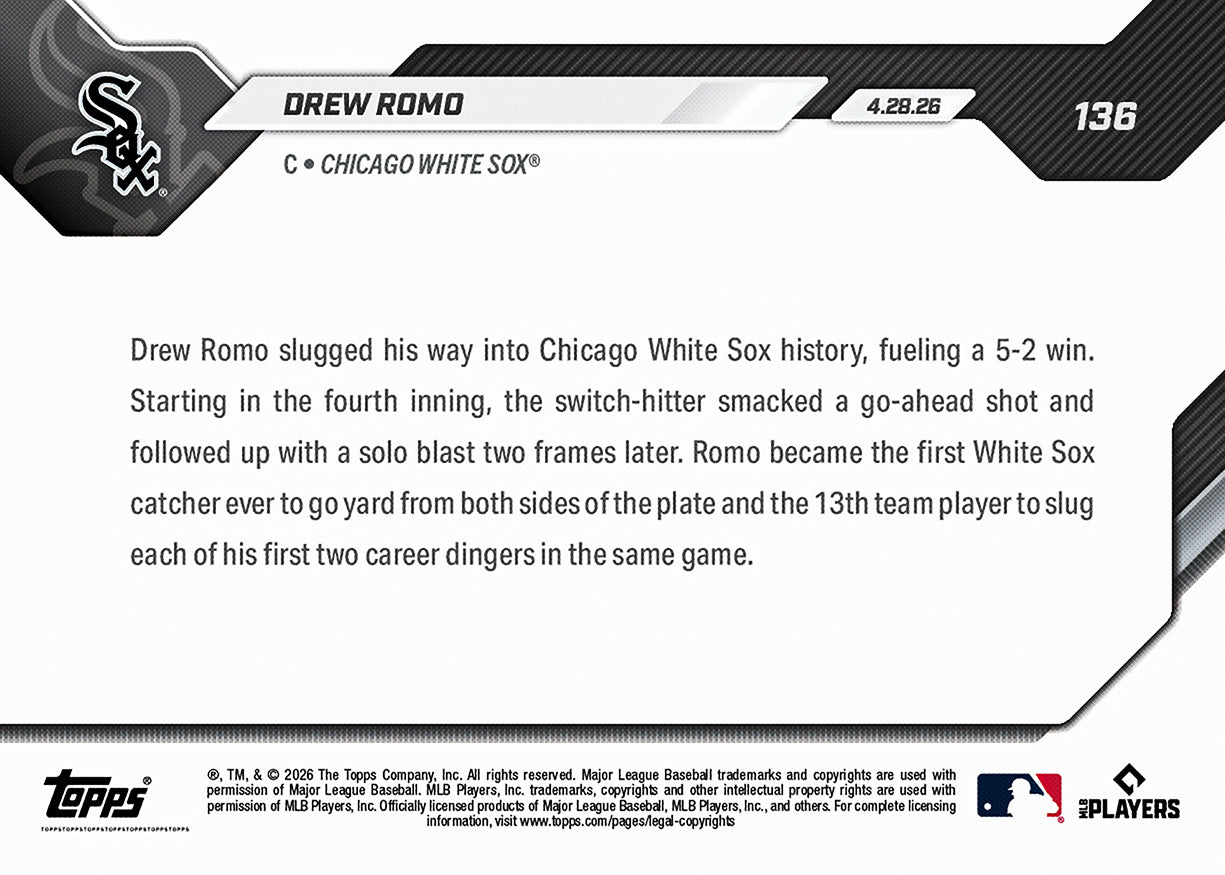 Drew Romo - 2026 MLB Topps NOW - Card 136 - PR: 507 - Image 2