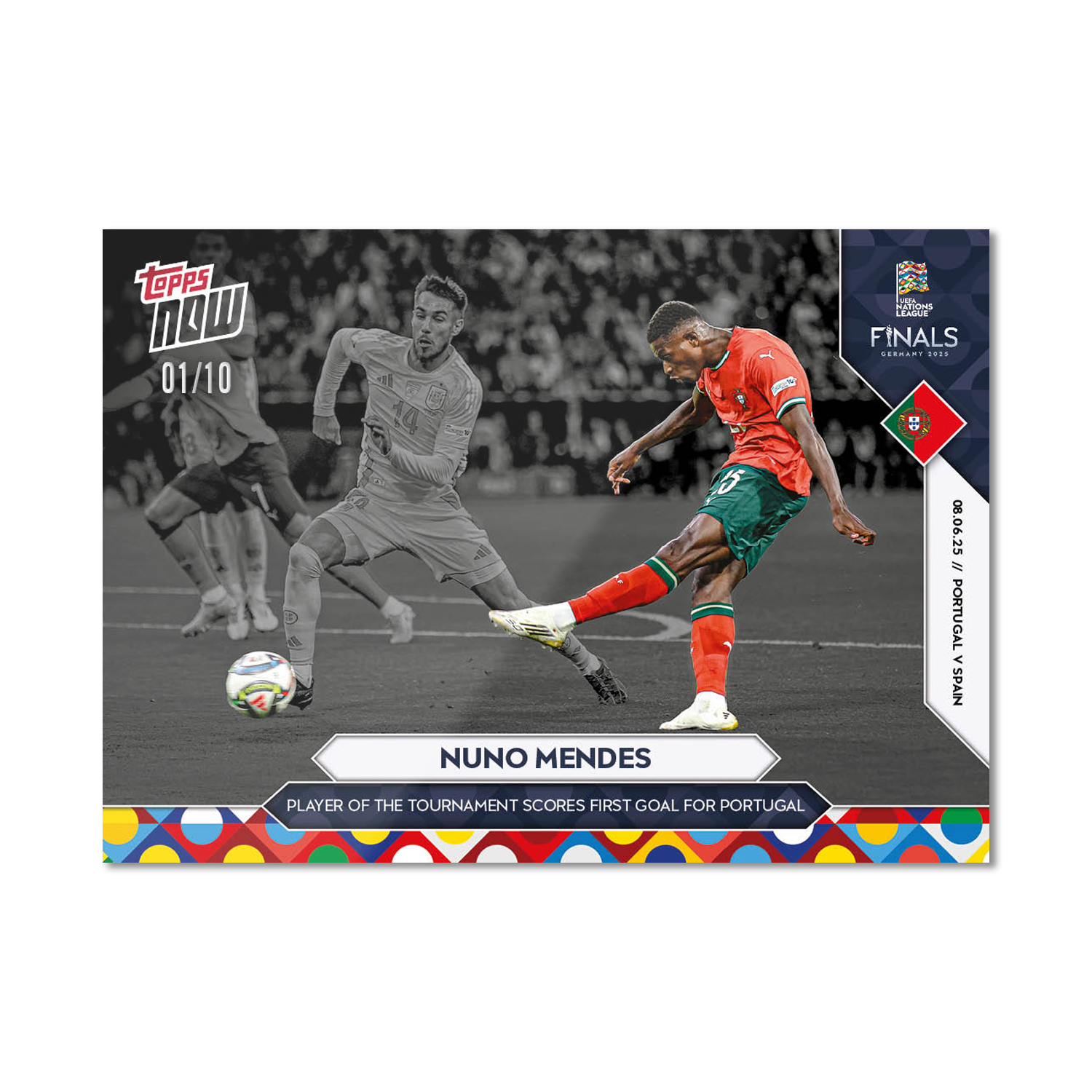 Nuno Mendes - 2025 UEFA Nations League Topps NOW - Card 6 - PR: 421 - Image 4