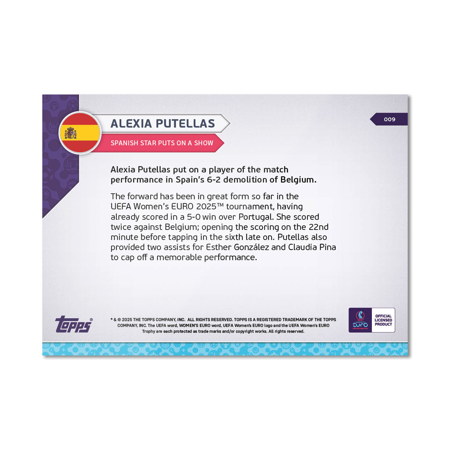Alexia Putellas - UEFA Women’s EURO 2025™ Topps NOW - Card 9 - PR: 561 - Image 7