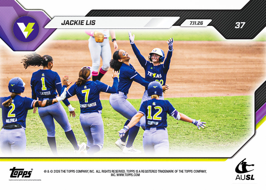 Jackie Lis - 2026 AUSL Topps NOW - Card 37 - PR: 1005 - Image 2