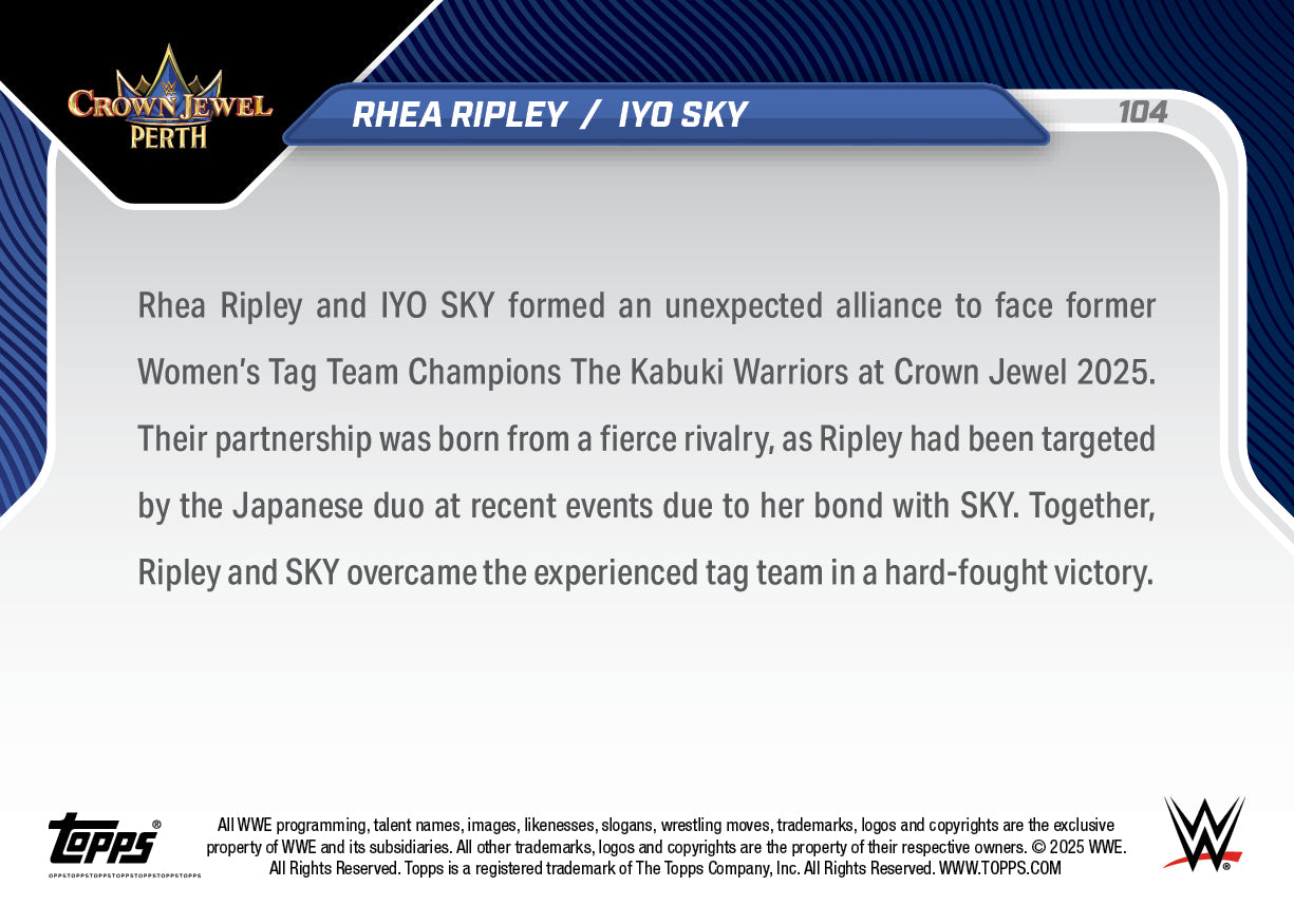 Rhea Ripley / IYO SKY - 2025 WWE Topps NOW - Card 104 - PR: 2471 - Image 3
