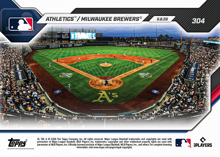 Athletics / Milwaukee Brewers - 2026 MLB Topps NOW - Card 304 - PR: 930 - Image 2