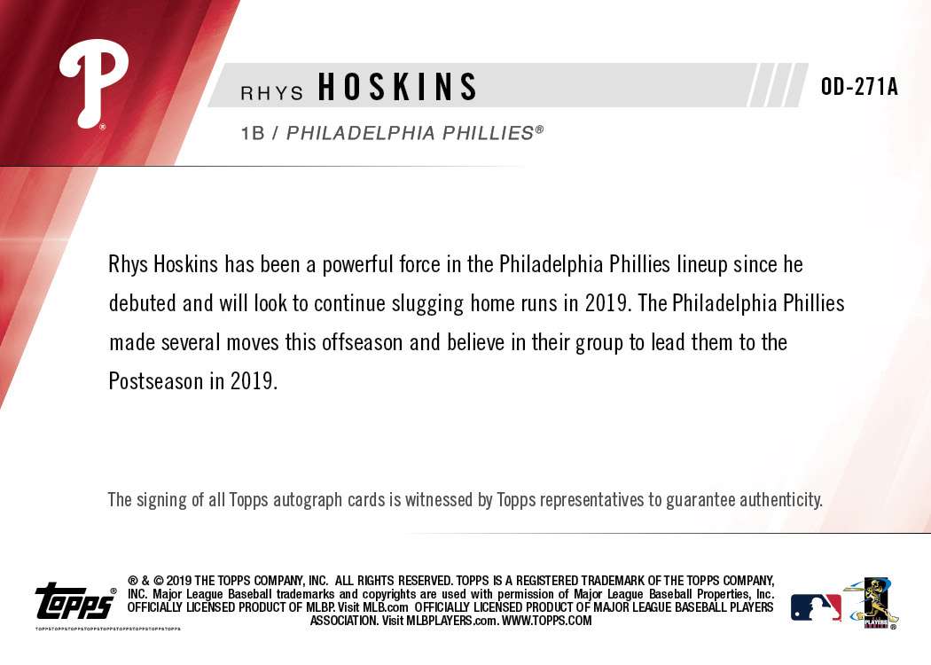 2019 Philadelphia Phillies TOPPS NOW Road To Opening Day 16-Card Team Set - Autograph Edition - Print Run: 500 - Image 9