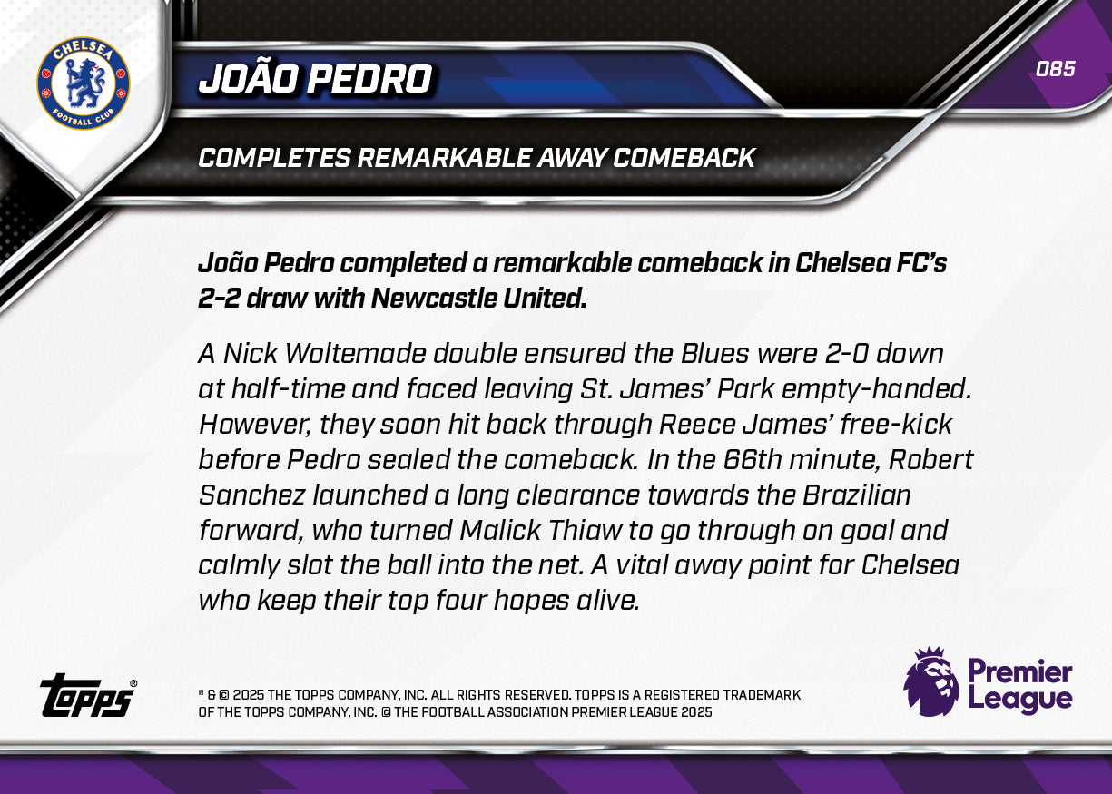 João Pedro - 2025-26 Premier League Topps NOW - Card 85 - PR: 482 - Image 7
