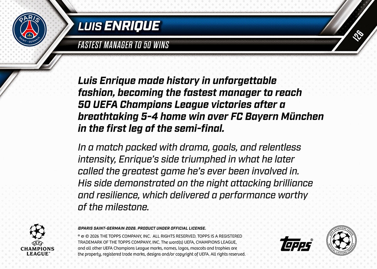 Luis Enrique - 2025-26 UCL Topps NOW - Card 126 - PR: 447 - Image 7