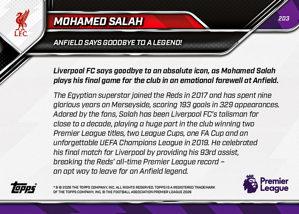 Mohamed Salah - 2025-26 Premier League Topps NOW - Card 203 - PR: 11686 - Image 8