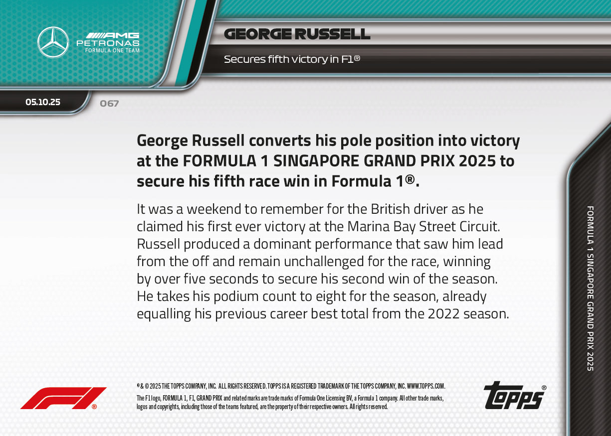 George Russell - 2025 Formula 1 Topps NOW - Card 67 - PR: 2978 - Image 7