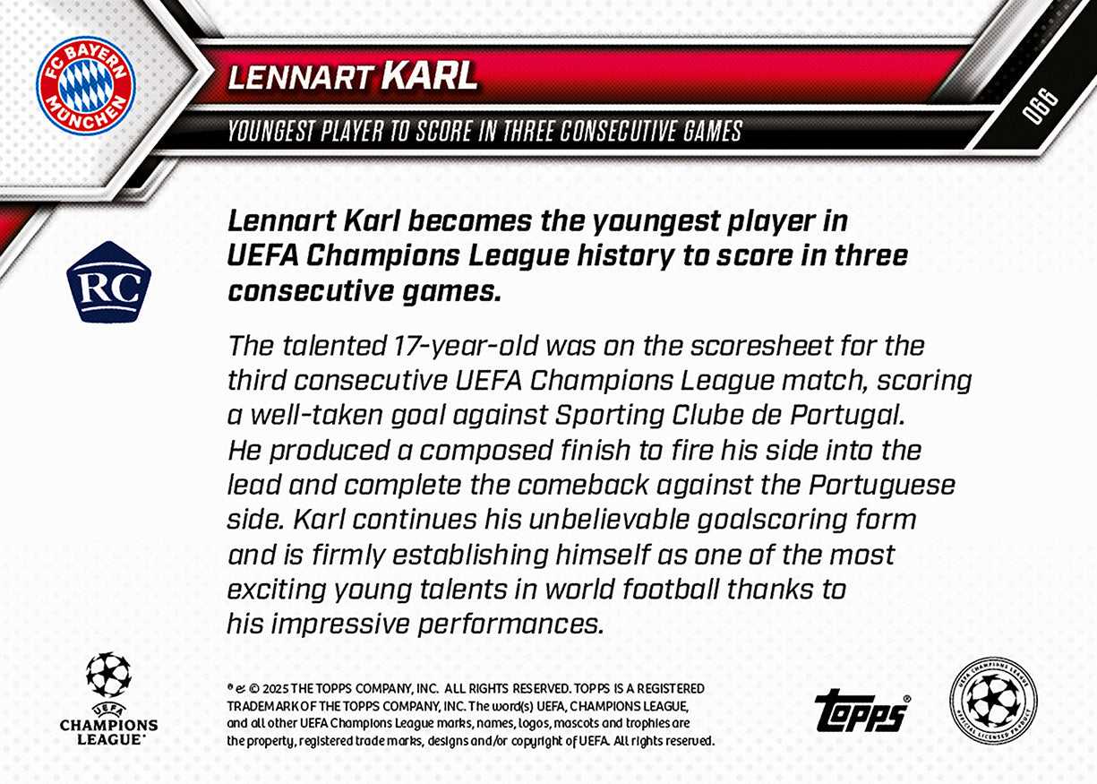 Lennart Karl - 2025-26 UCL Topps NOW - Card 66 - PR: 7118 - Image 7