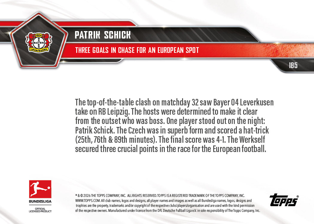 Patrik Schick - 2025-26 Bundesliga Topps NOW - Card 185 - PR: 127 - Image 7