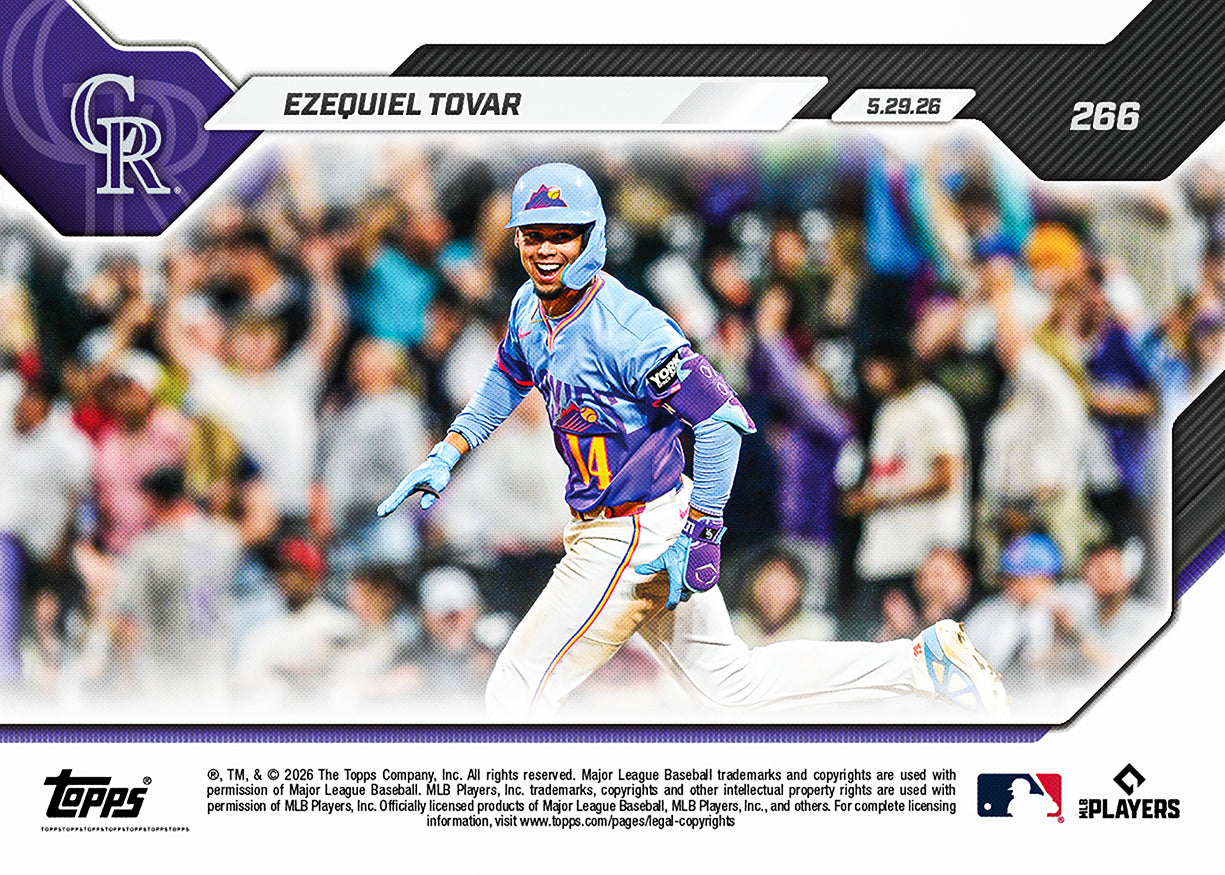 Ezequiel Tovar - 2026 MLB Topps NOW - Card 266 - PR: 395 - Image 2