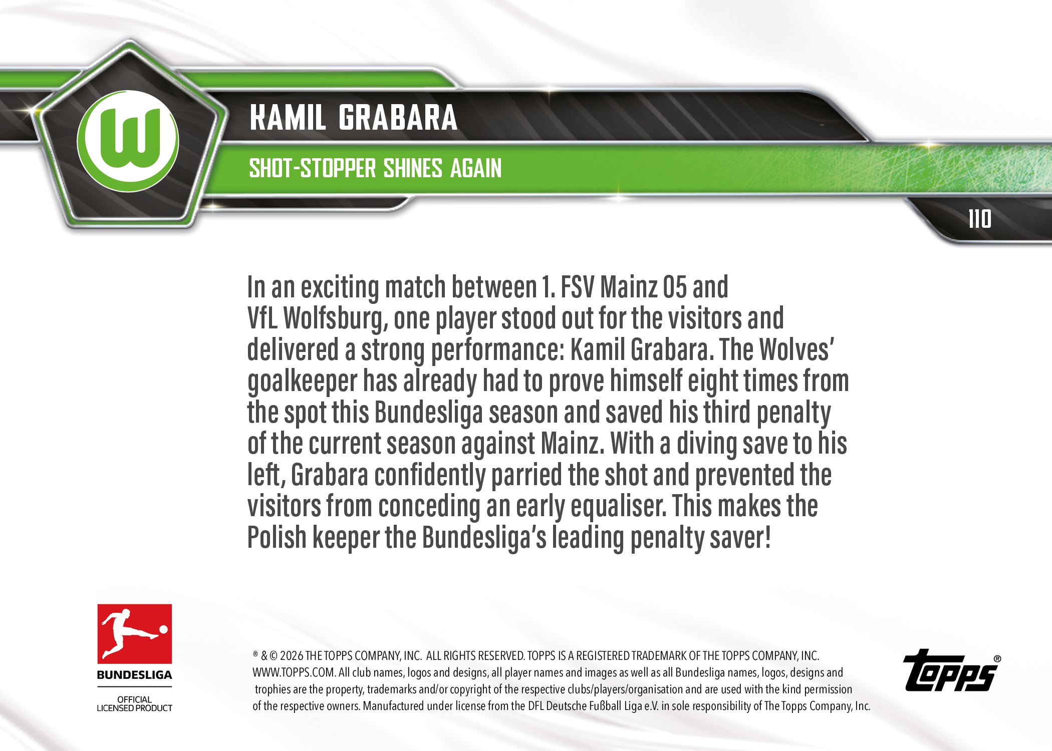 Kamil Grabara - 2025-26 Bundesliga Topps NOW - Card 110 - PR: 136 - Image 7