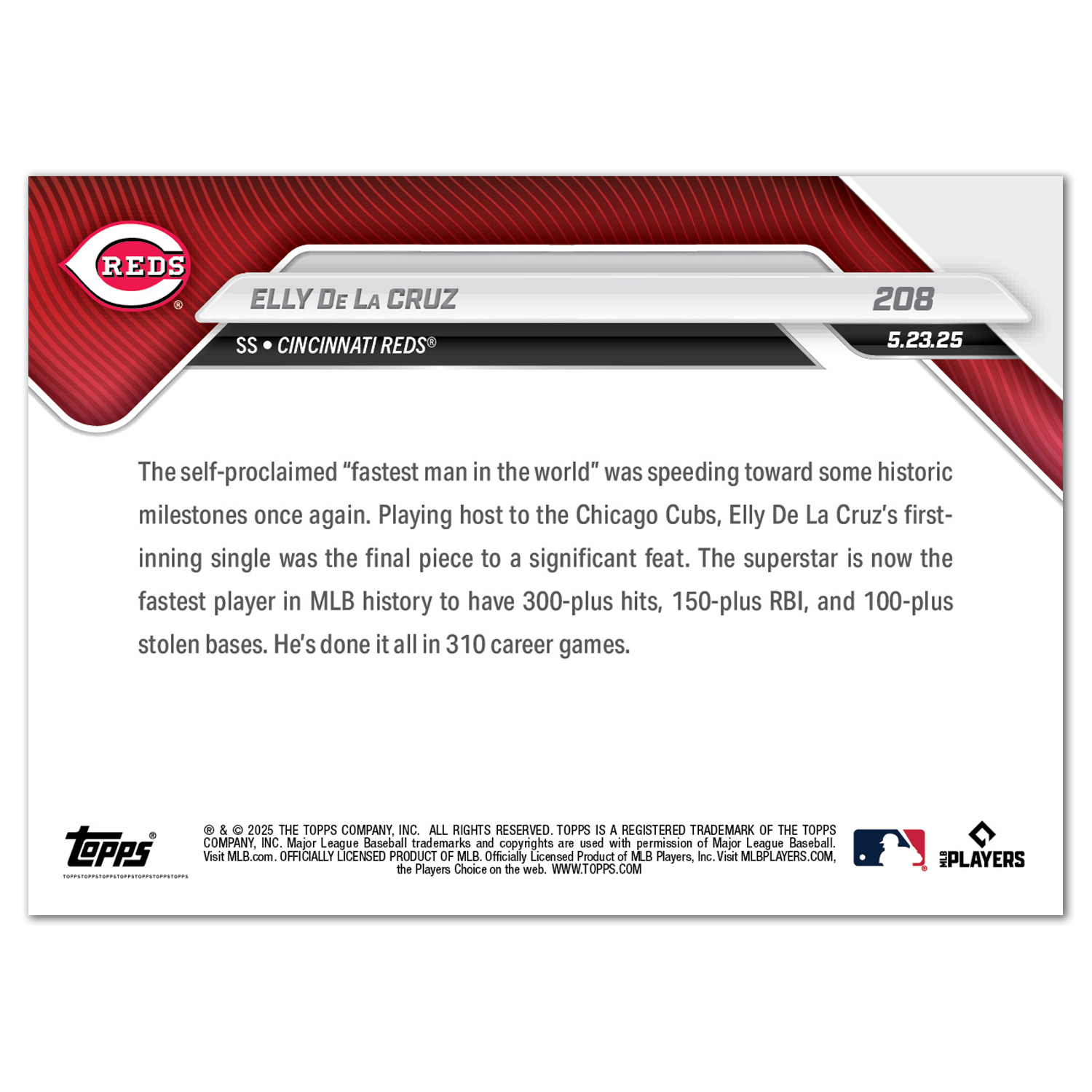 Elly De La Cruz - 2025 MLB Topps NOW - Card 208 - PR: 2068 - Image 2