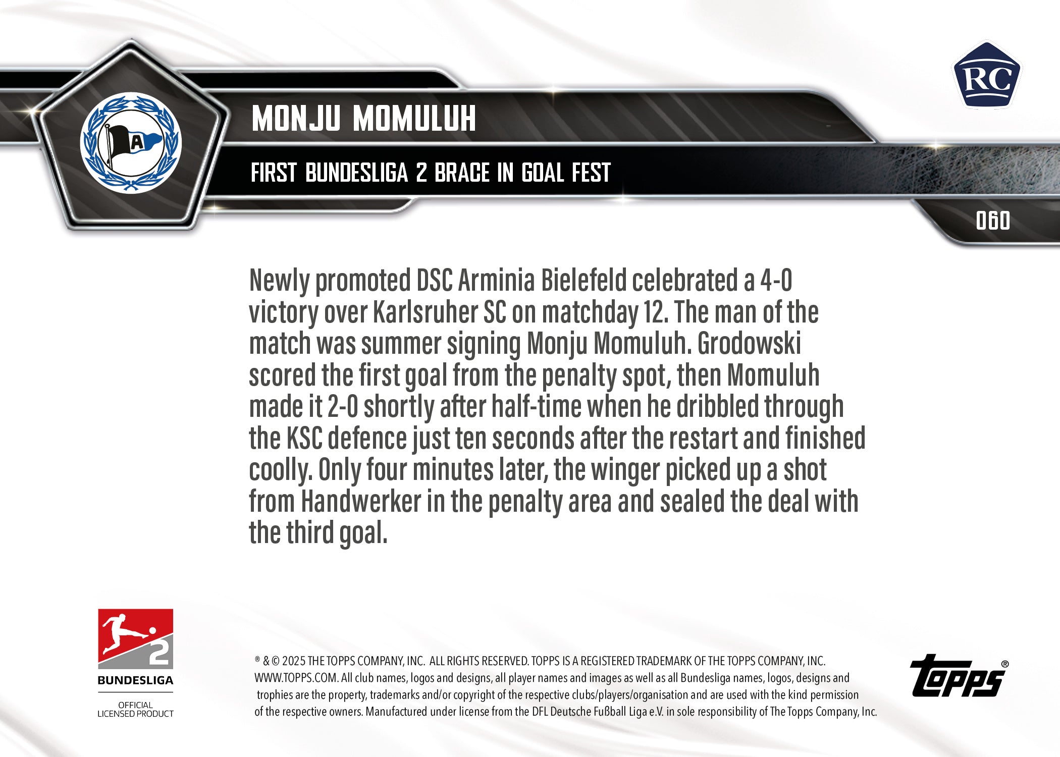 Monju Momulu - 2025-26 Bundesliga Topps NOW - Card 60 - PR: 290 - Image 7
