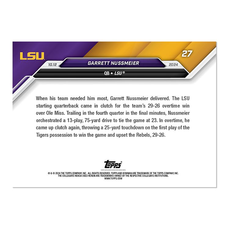 Garrett Nussmeier - 2024 Bowman U NOW Football Card 27 - PR: 585 - Image 2