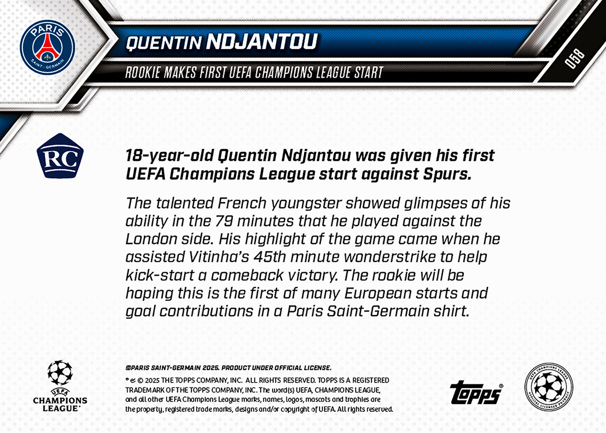 Quentin Ndjantou - 2025-26 UCL Topps NOW - Card 58 - PR: 489 - Image 7