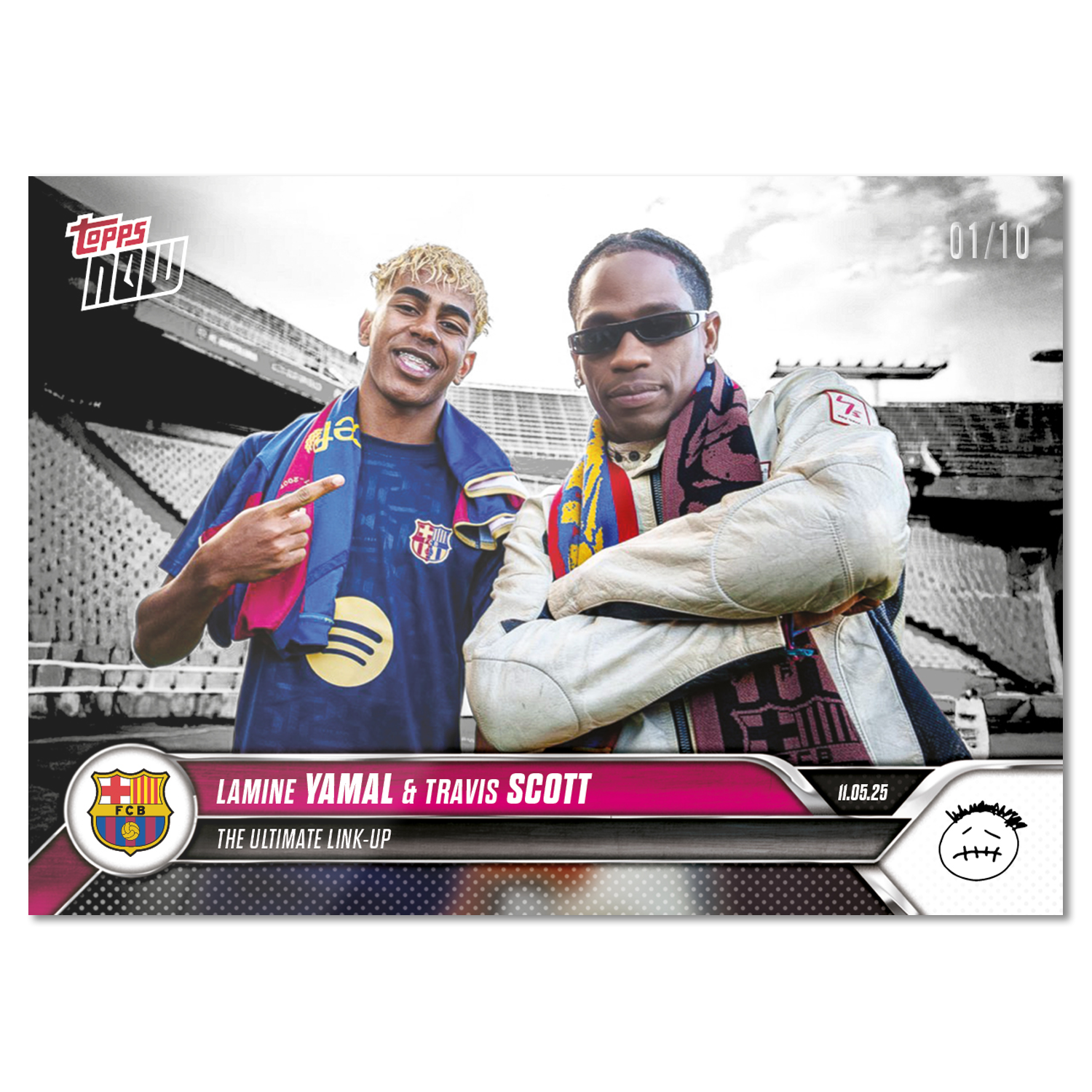 Travis Scott & Lamine Yamal - 2025 FC Barcelona Topps NOW - Card 1 - LOOK FOR DUAL AUTO - PR: 22,483 - Image 5