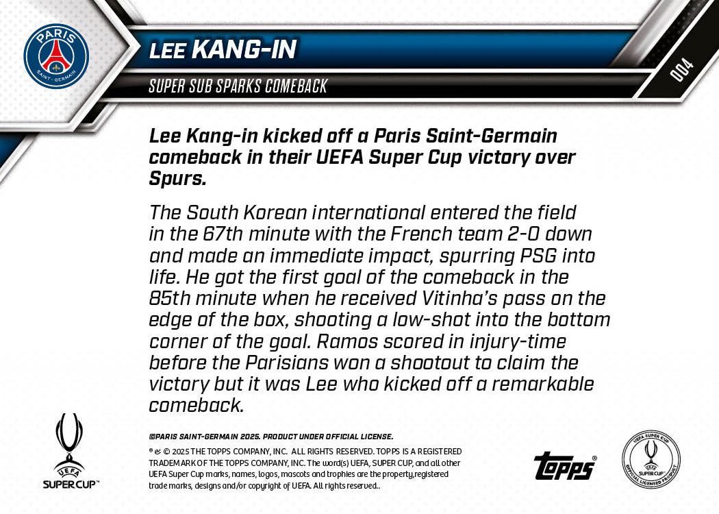 Lee Kang-in - 2025-26 UCL Topps NOW Card 4 - PR: 645 - Image 7